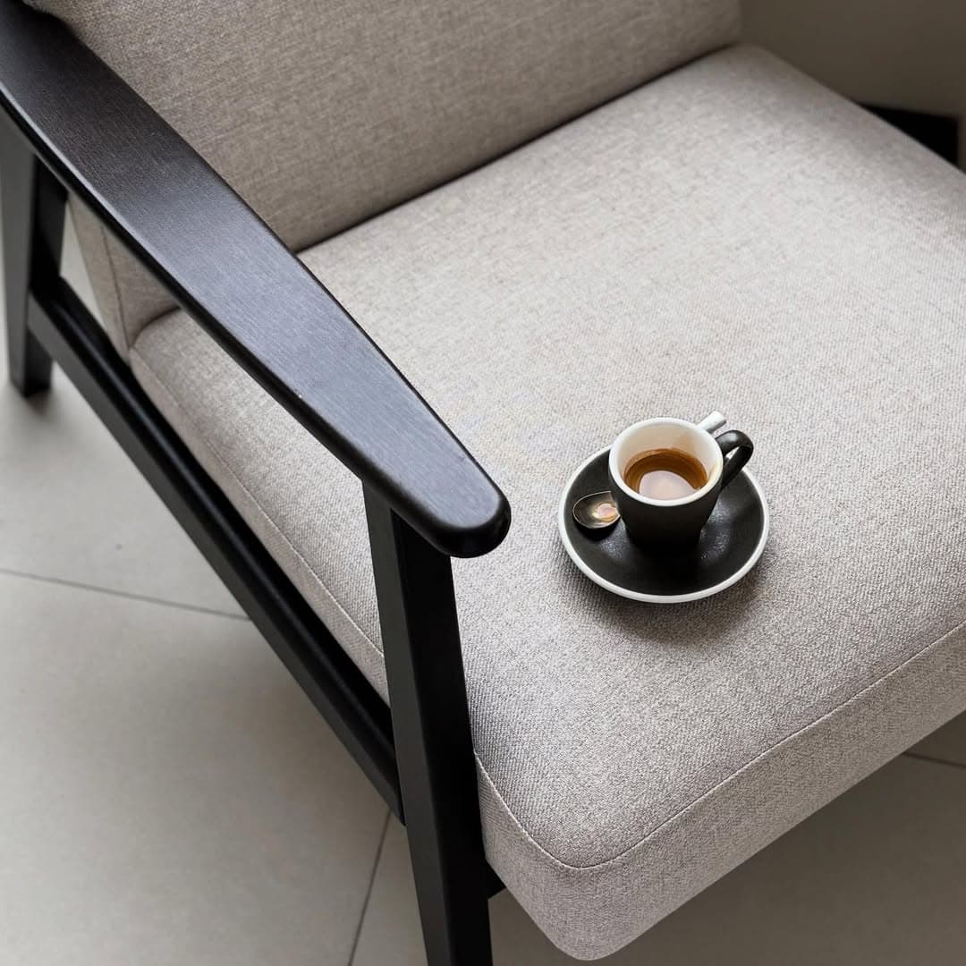 Espresso cup on a modern chair